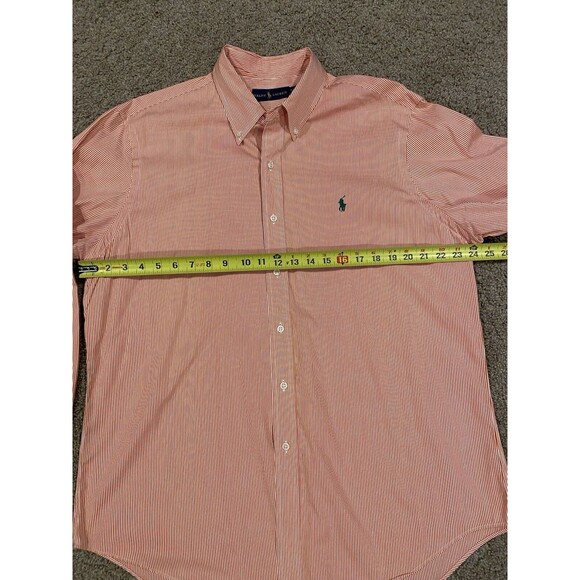 Ralph Lauren Dress Shirt Button Up Long Sleeve Mens X Large Orange Striped - Picture 10 of 10